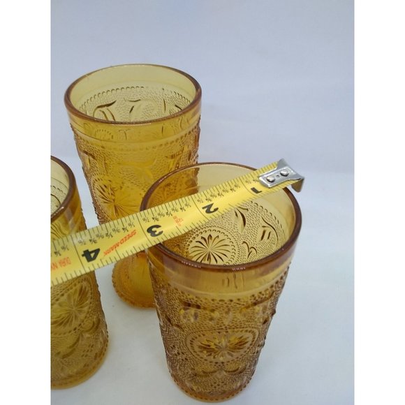Vintage Brockway Glass American Concord Amber 2 tumblers & 1 Goblet - Picture 3 of 10